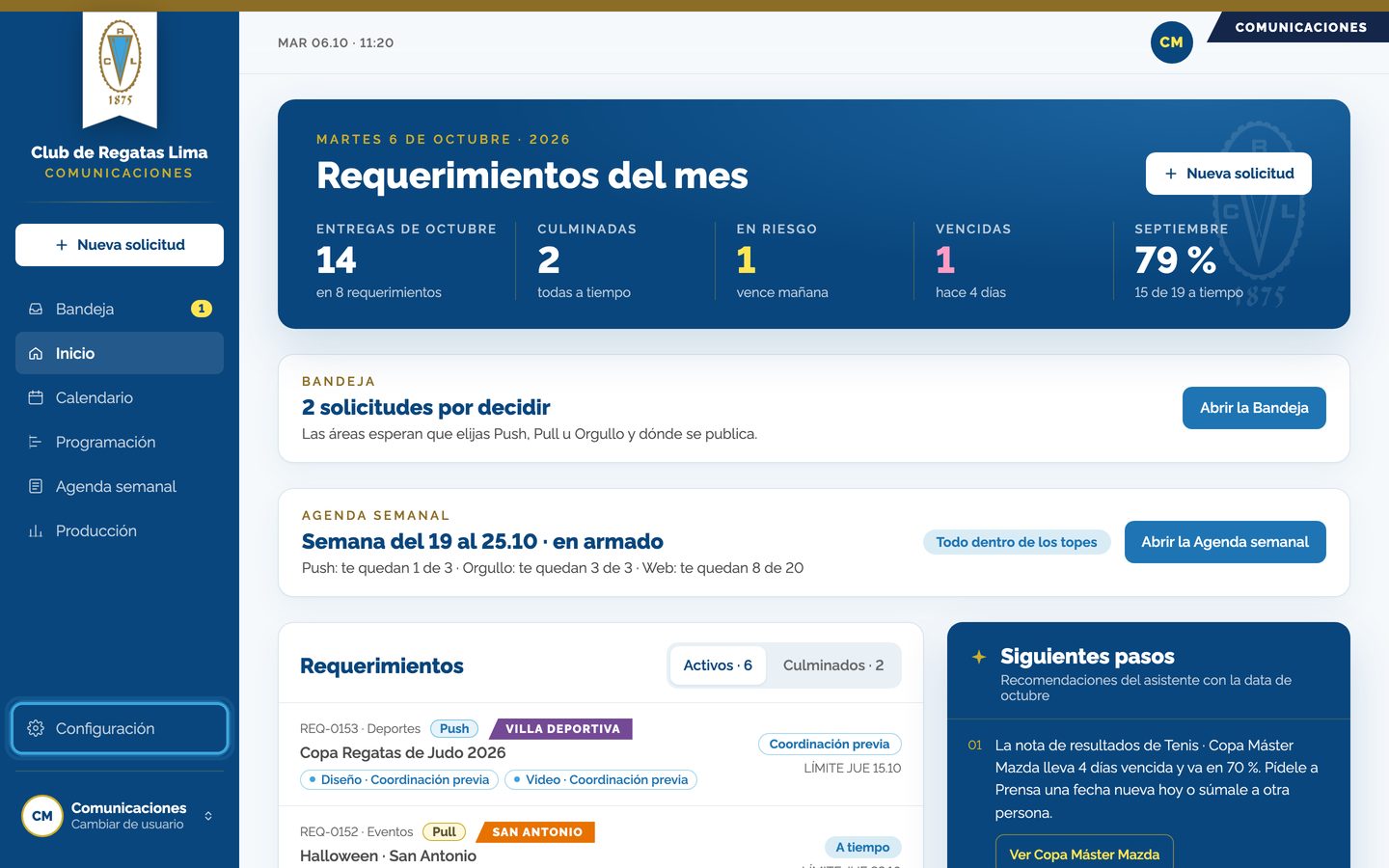 Pantalla del paso 4: Llegas directo a tu pantalla. Para cerrar, entra a «Configuración», abajo en el menú, y toca «Cerrar sesión».