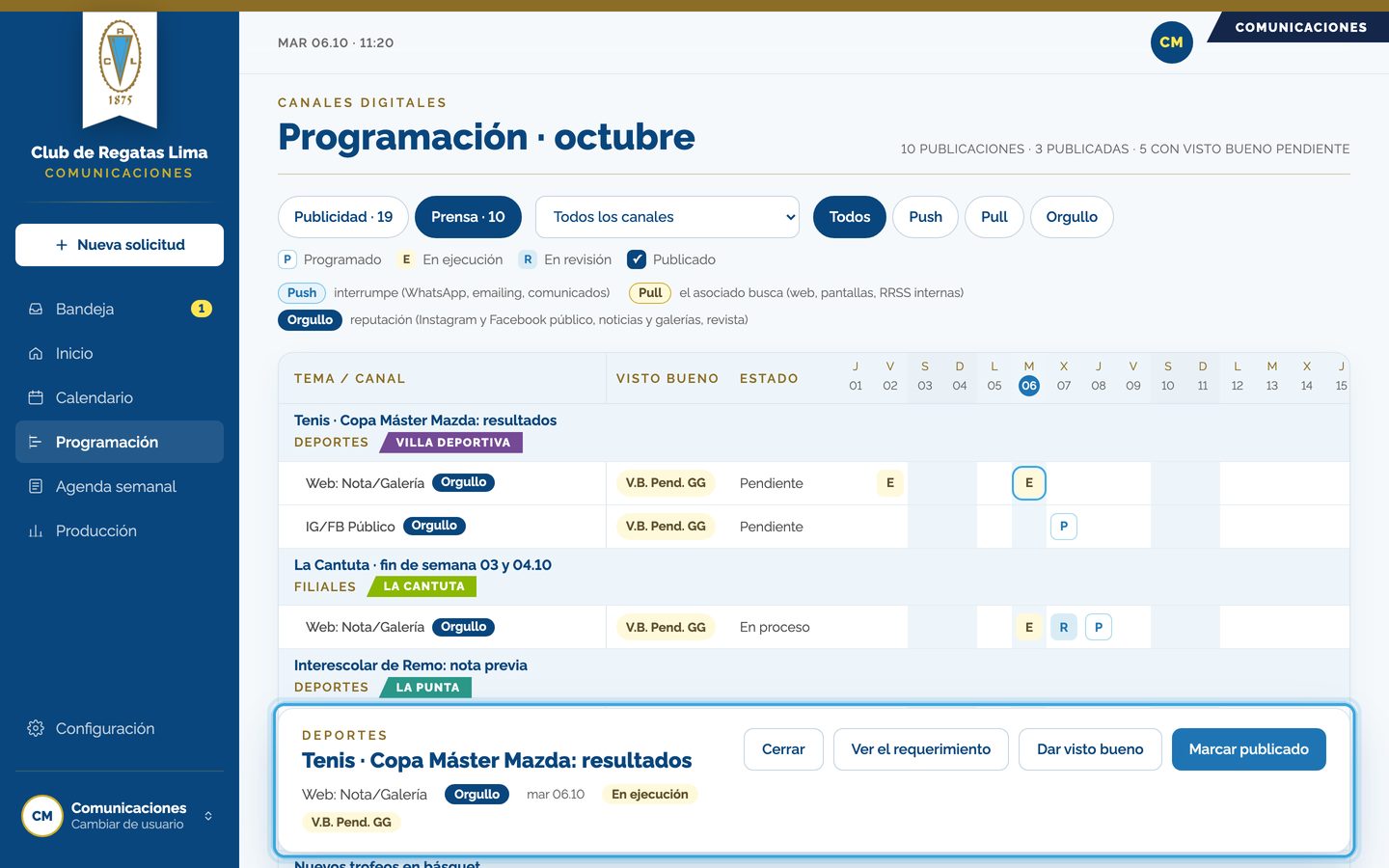 Pantalla del paso 4: Toca una marca, o el visto bueno, para ver el detalle de esa publicación.