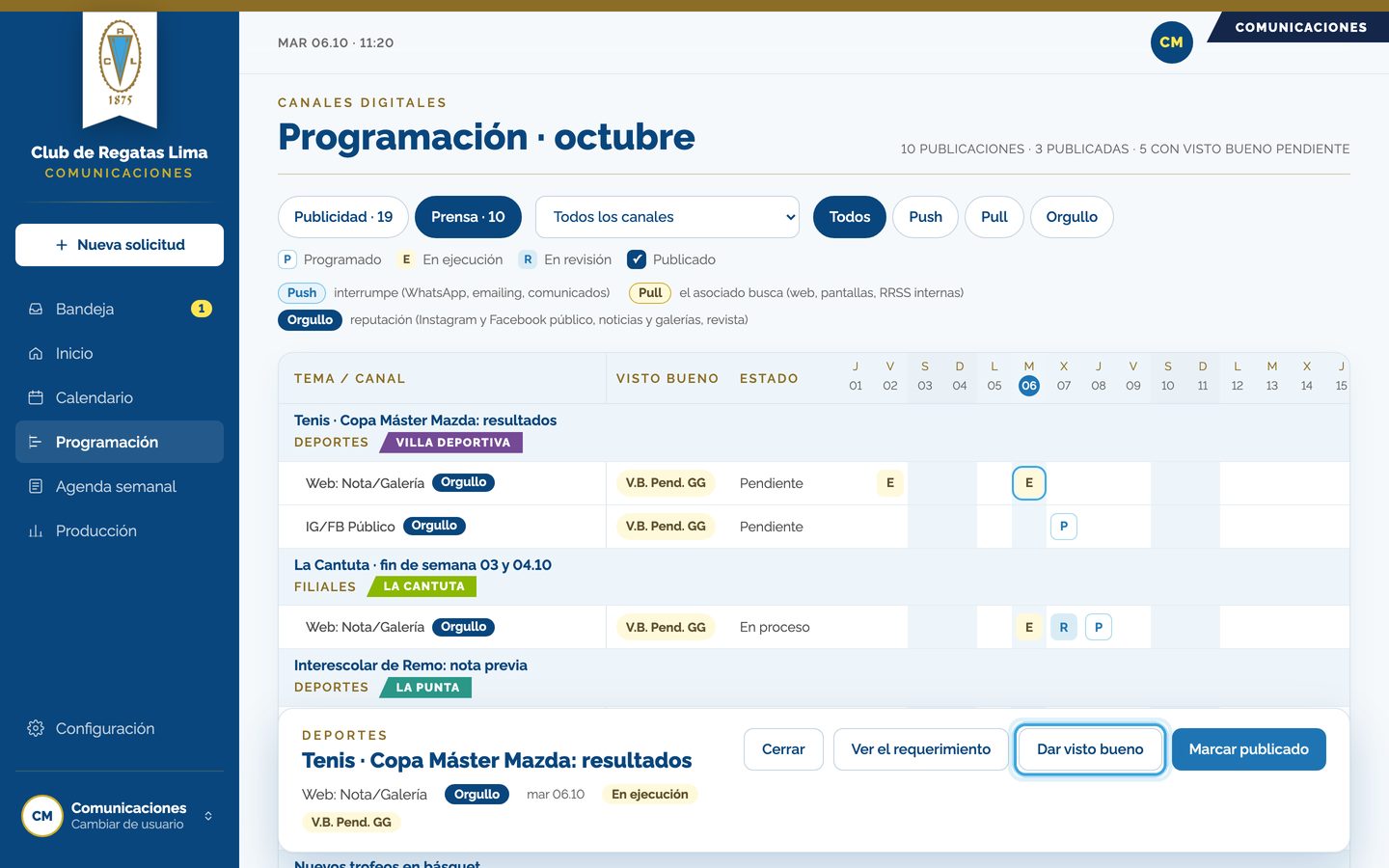 Pantalla del paso 5: Desde el detalle tocas «Dar visto bueno».